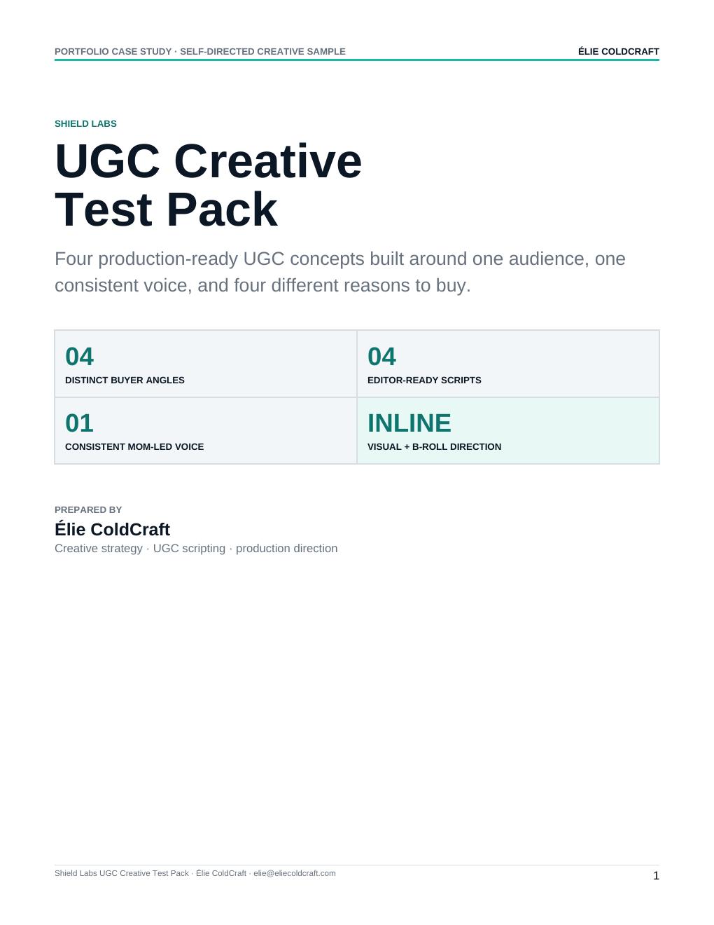 Shield Labs UGC test pack cover